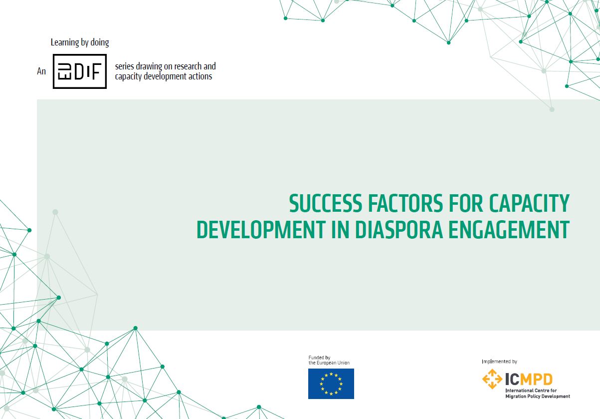 Cover image of publication "Learning by doing: Success factors for capacity development in diaspora engagement"